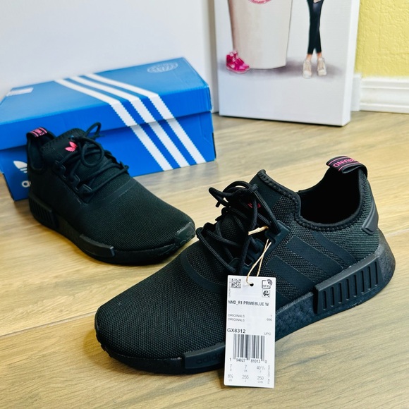 NEW! Adidas Black & Pink NMD_R1 Sneakers - Picture 3 of 17